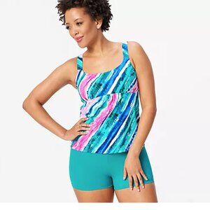 NEW Kim Gravel x Swimsuits For All Scoop Neck Tankini Set w/ Bike Shorts 16 $63